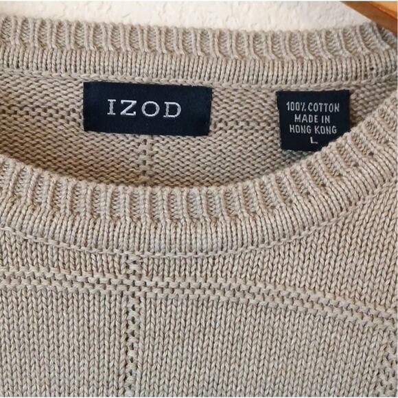 Izod Tan Crewneck Cotton Sweater - Picture 3 of 4